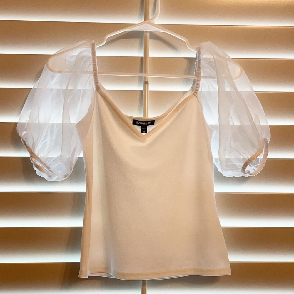 Tulle Puff Sleeve Top